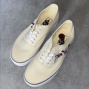 Vans Cream Floral Sneakers